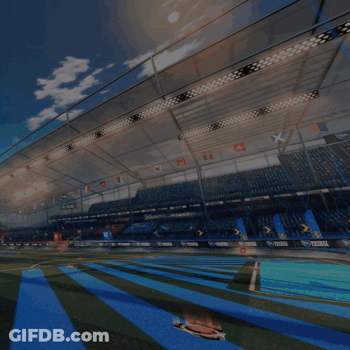 Man With Pipe In Front Of Rocket League Stadium GIF