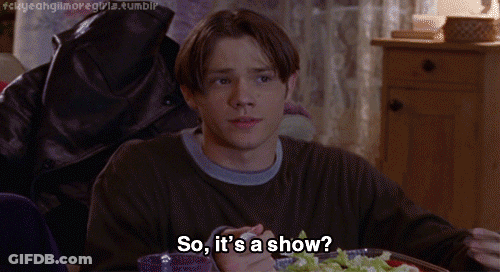 Man With Plate Of Food Says So It's A Show GIF
