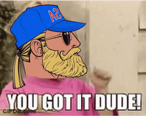 Man With Ponytail And A2 Hat GIF