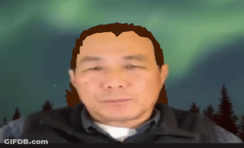 Man With Ponytail In Front Of Northern Lights GIF