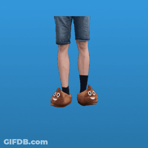 Man With Poop Slippers Jumping Boing GIF