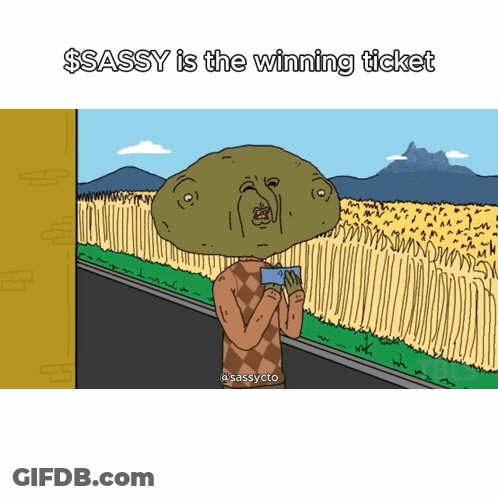 Man With Potato Head Holding Ticket GIF