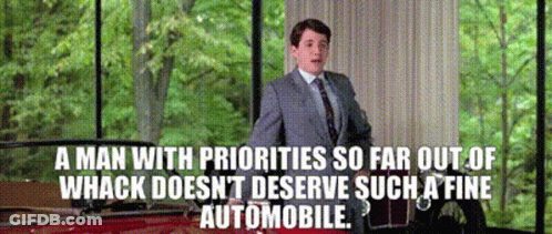Man With Priorities Out Of Whack Doesn't Deserve Fine Automobile GIF