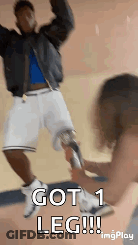 Man With Prosthetic Leg Jumps GIF