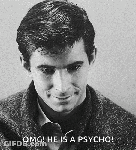 Man With Psycho Words GIF
