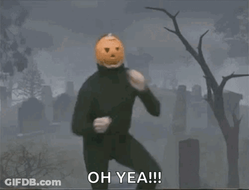 Man With Pumpkin Head Dancing Says Oh Yea GIF