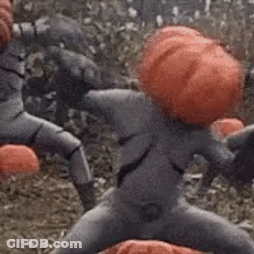 Man With Pumpkin Head Silly Dance GIF