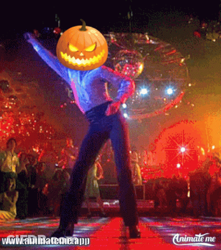 Man With Pumpkin On Head Dancing GIF