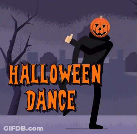 Man With Pumpkin On Head Dancing Halloween Dance GIF