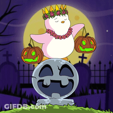 Man With Pumpkin On Head In Black Suit Cemetery GIF