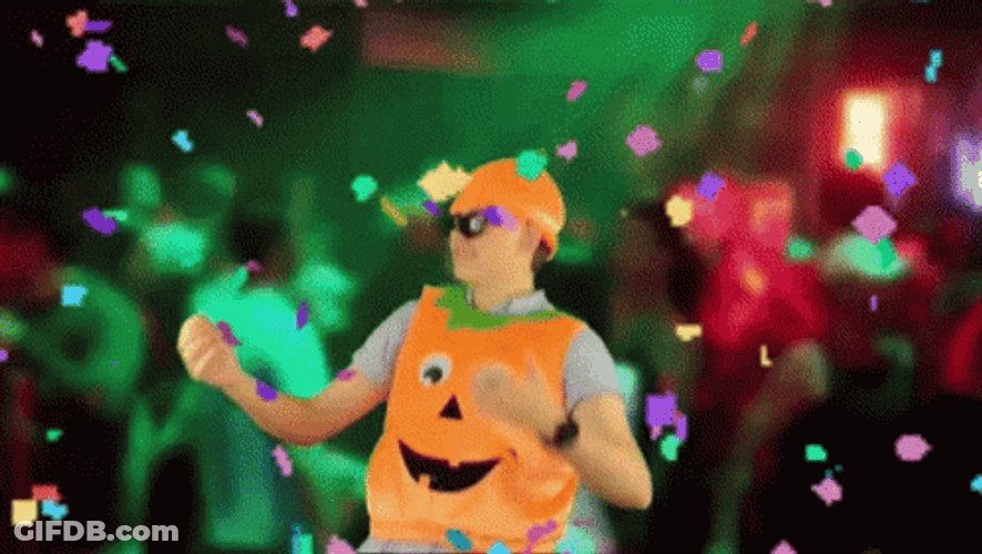 Man With Pumpkin Shirt Dance GIF
