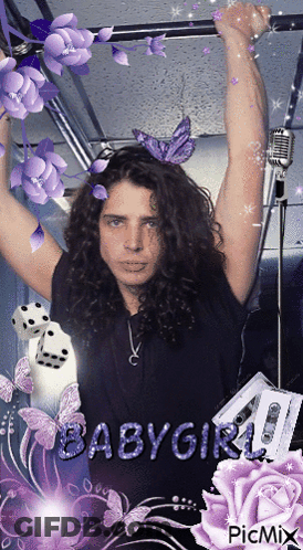 Man With Purple Butterflies Saying Babygirl GIF