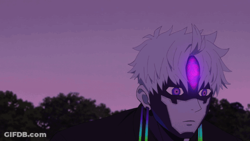 Man With Purple Eye And Rainbow Earring GIF