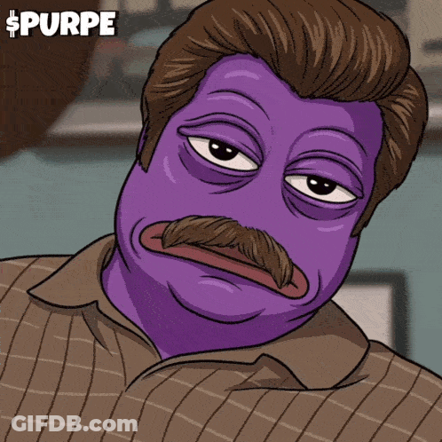 Man With Purple Face Paint And Mustache Saying Purpe GIF