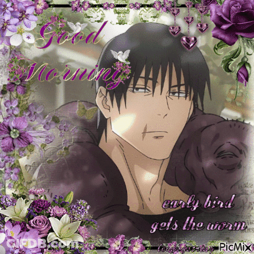 Man With Purple Flowers Good Morning GIF