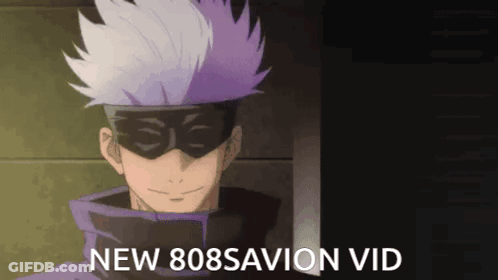 Man With Purple Hair And Mask Saying New 808Savion Vid GIF