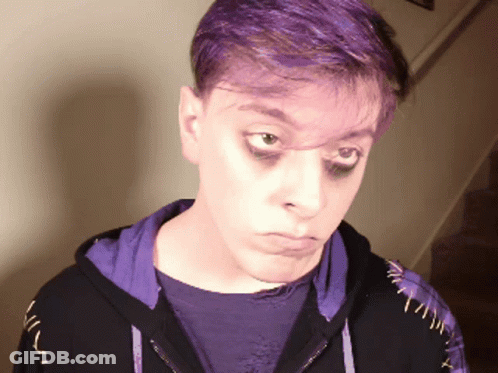 Man With Purple Hair In Purple Hoodie GIF