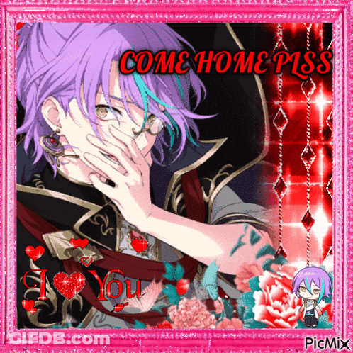 Man With Purple Hair Saying Come Home Piss On It GIF
