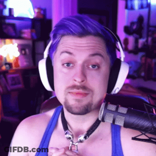 Man With Purple Hair Wearing Headphones GIF