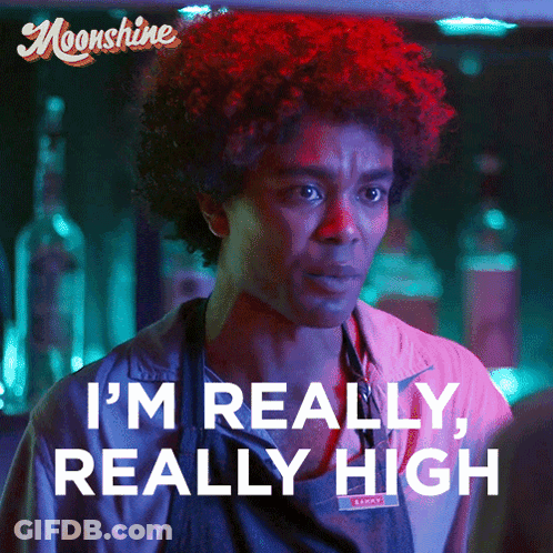 Man With Red Afro Says I'm Really Really High GIF