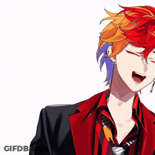 Man With Red And Blue Hair In Suit GIF