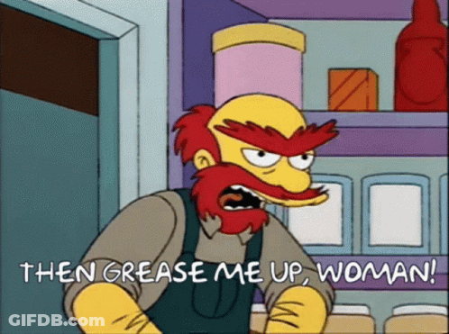 Man With Red Beard Says Then Grease Me Up Woman GIF