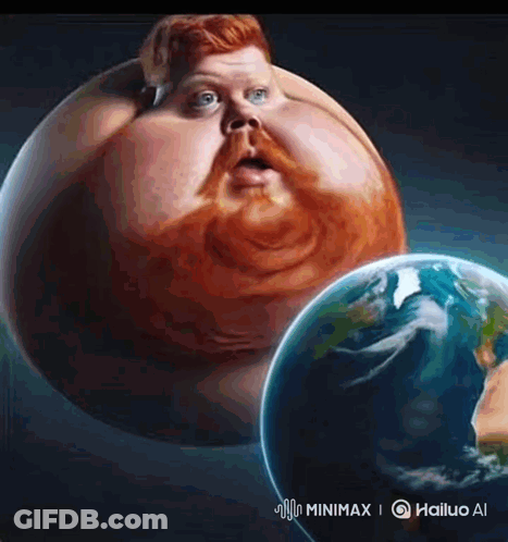 Man With Red Beard Standing Next To Earth GIF