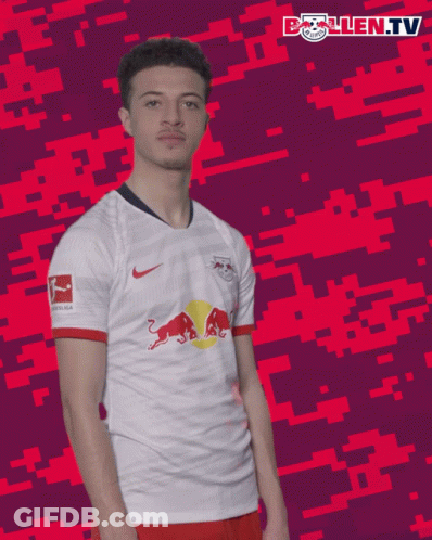 Man With Red Bull On White Shirt GIF