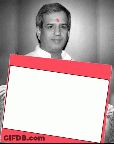 Man With Red Dot Holding Red And White Frame GIF