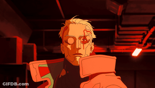 Man With Red Eye And Red Collar GIF