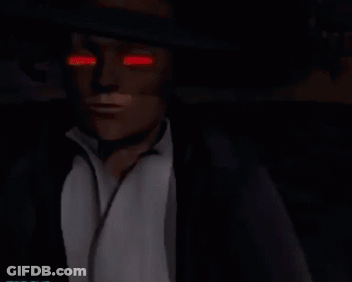 Man With Red Eyes Holding Lighter GIF
