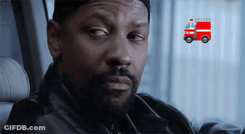 Man With Red Fire Truck Behind Him GIF