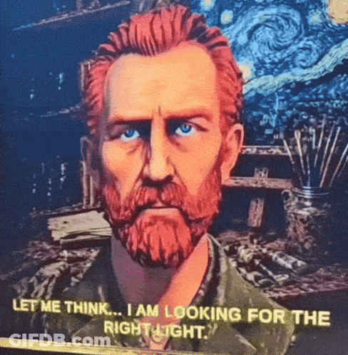 Man With Red Hair And Beard Saying Let Me Think I Am Looking For The Right Light GIF