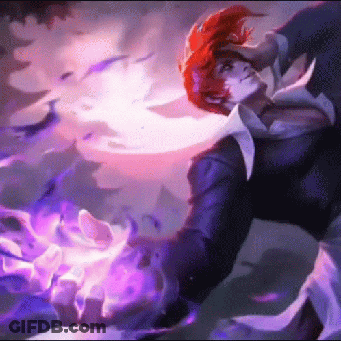 Man With Red Hair Holding Purple Fireball GIF