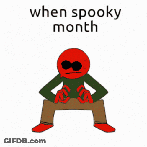 Man With Red Hands Saying When Spooky Month GIF