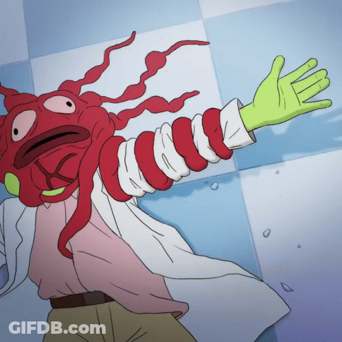 Man With Red Head And Green Gloves GIF