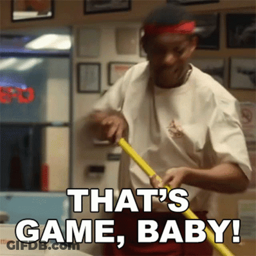 Man With Red Headband Holding Mop Saying That's Game Baby GIF