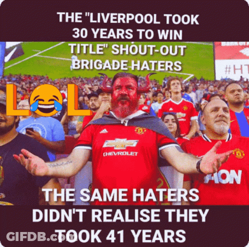 Man With Red Horns Painted On Face At Soccer Game GIF