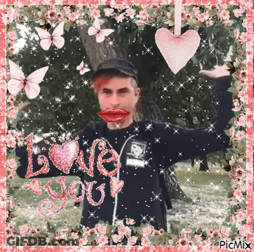 Man With Red Lips Saying Love You GIF