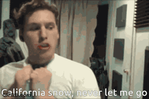 Man With Red Lipstick Saying California Snow GIF