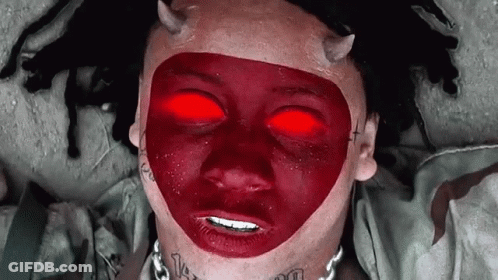 Man With Red Mask And Red Eyes GIF