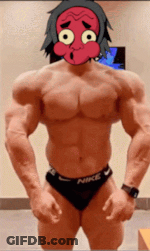 Man With Red Mask In Black Nike Underwear GIF