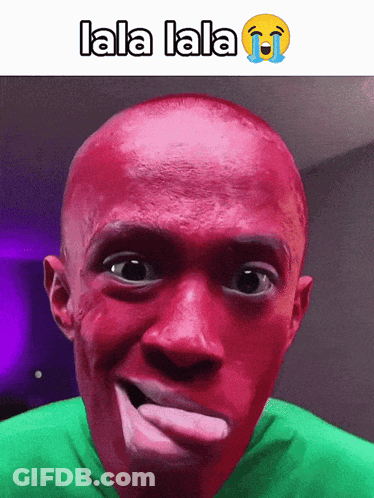 Man With Red Paint Making Funny Face Lala Lala GIF
