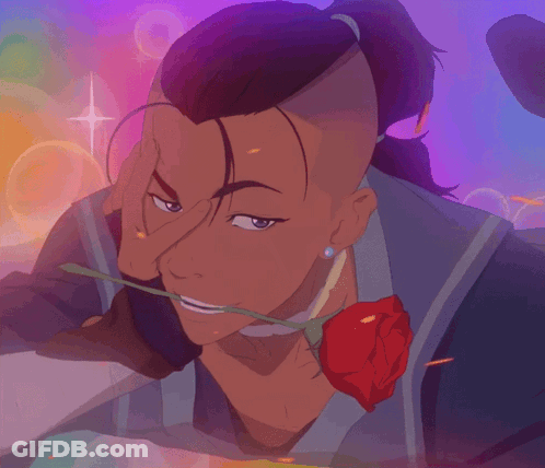 Man With Red Rose In Mouth GIF