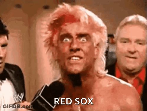Man With Red Sox Face Paint Speaking GIF