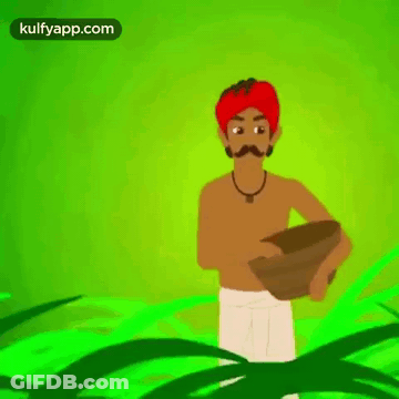 Man With Red Turban Holding Water Bowl GIF