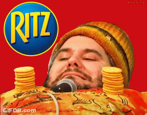 Man With Ritz Crackers On Face GIF