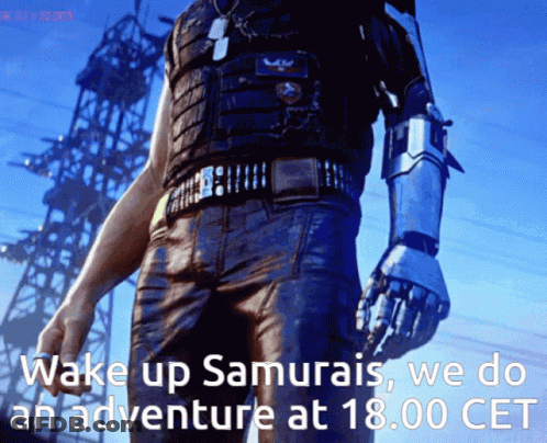 Man With Robot Arm Standing In Blue Sky GIF
