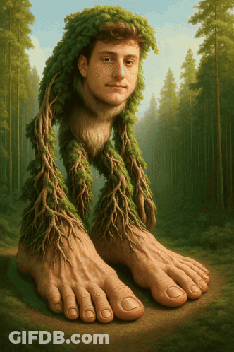 Man With Roots Growing Out Of Legs GIF