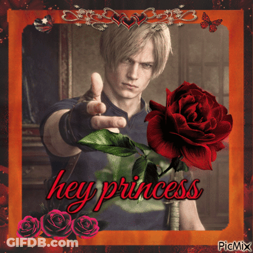 Man With Rose Saying Hey Princess GIF